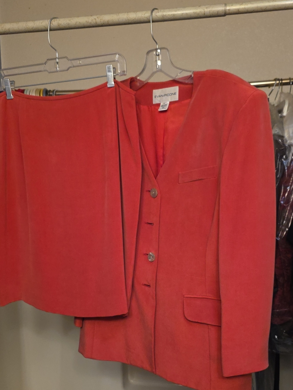 Evan Picone Coral Blazer and Skirt Suit Set